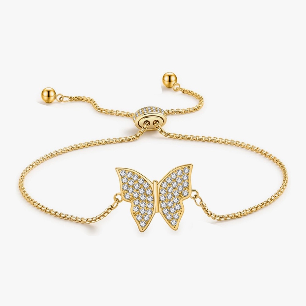 NEW 14k Gold Plated Elegant Gold Butterfly Bracelet